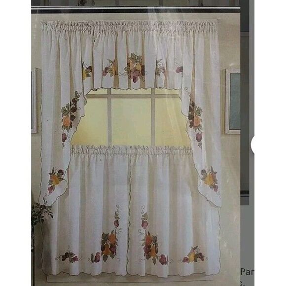Arley Vintage Kitchen Curtain Tier Fruit Shabby Chic Cottage New - Picture 1 of 4